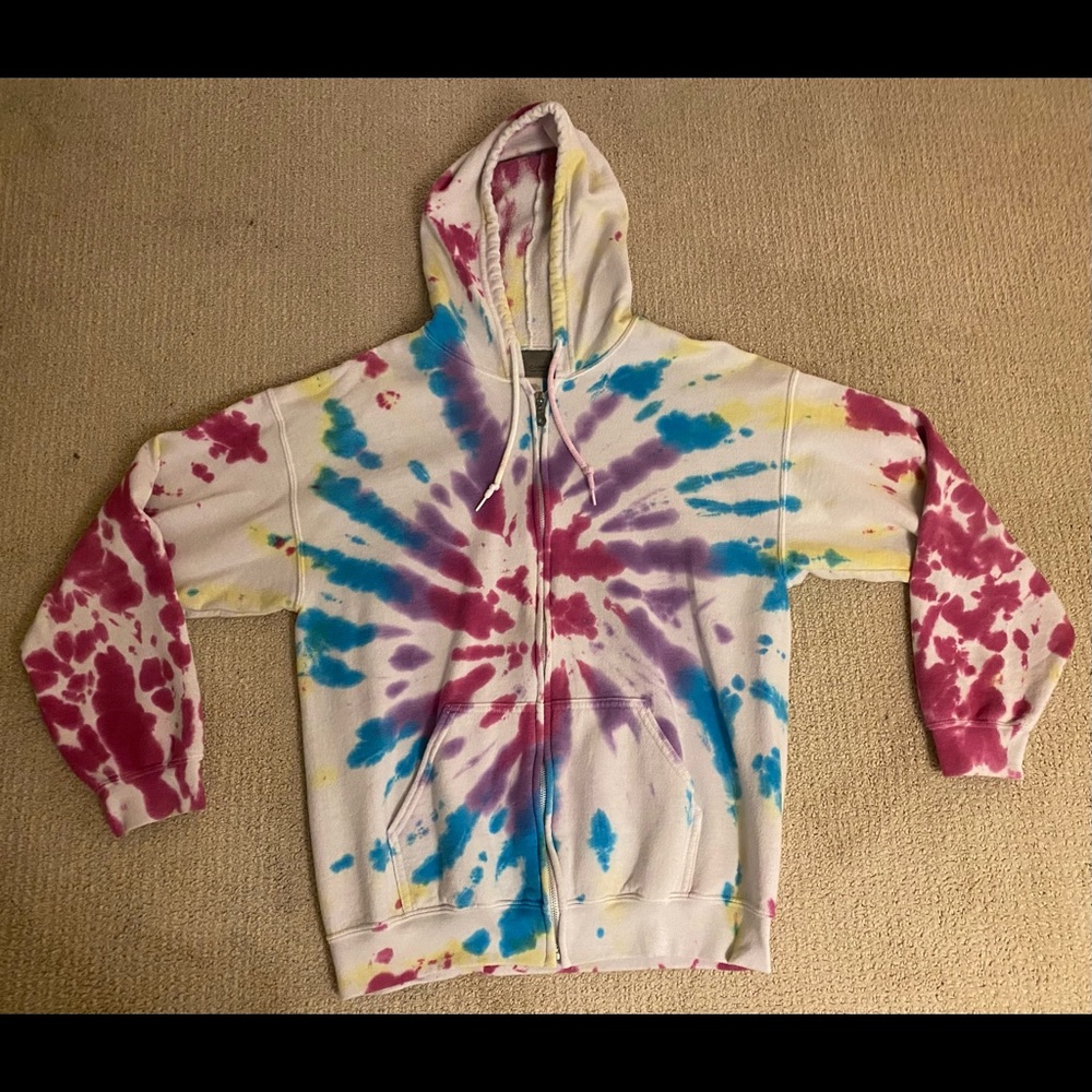 LF rainbow tie dye zip up hoodie